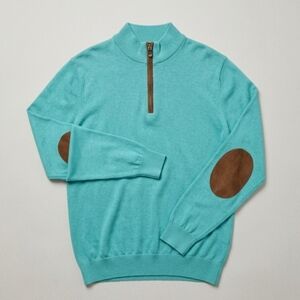 Vineyard Vines Round Hill 1/4 Zip Sweater XXL Green Organic Cotton Alpaca Preppy